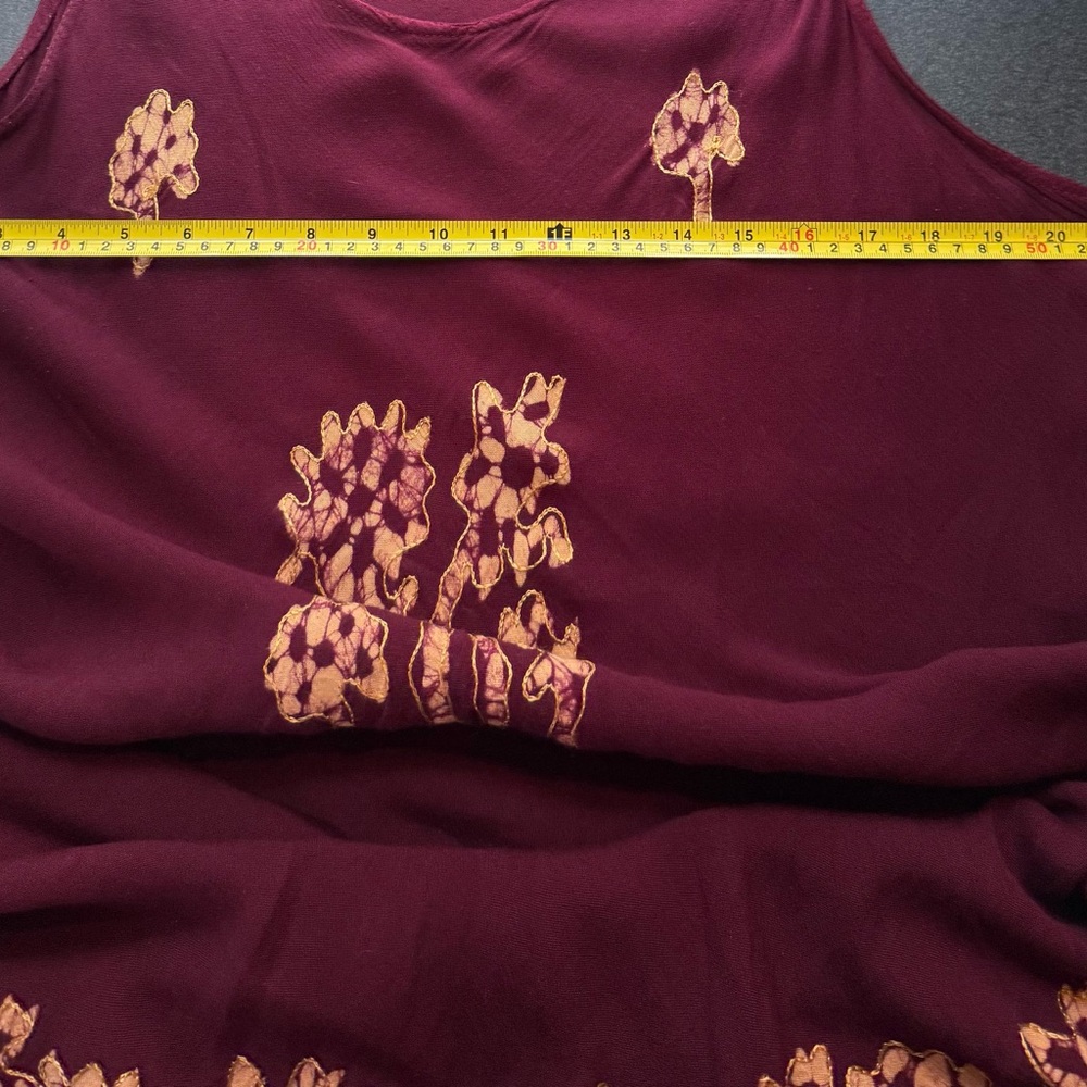Advance Apparels Burgundy Maxi Dress with gold and embroidered accents - Picture 3 of 8